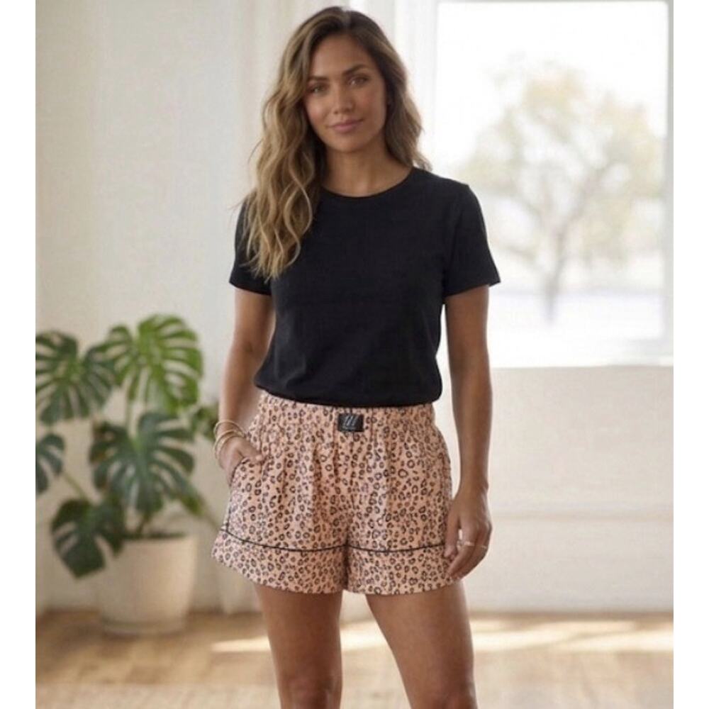 Victoria Secret Peach Brown Cheetah Sleep‎ Shorts Women Loungewear Medium